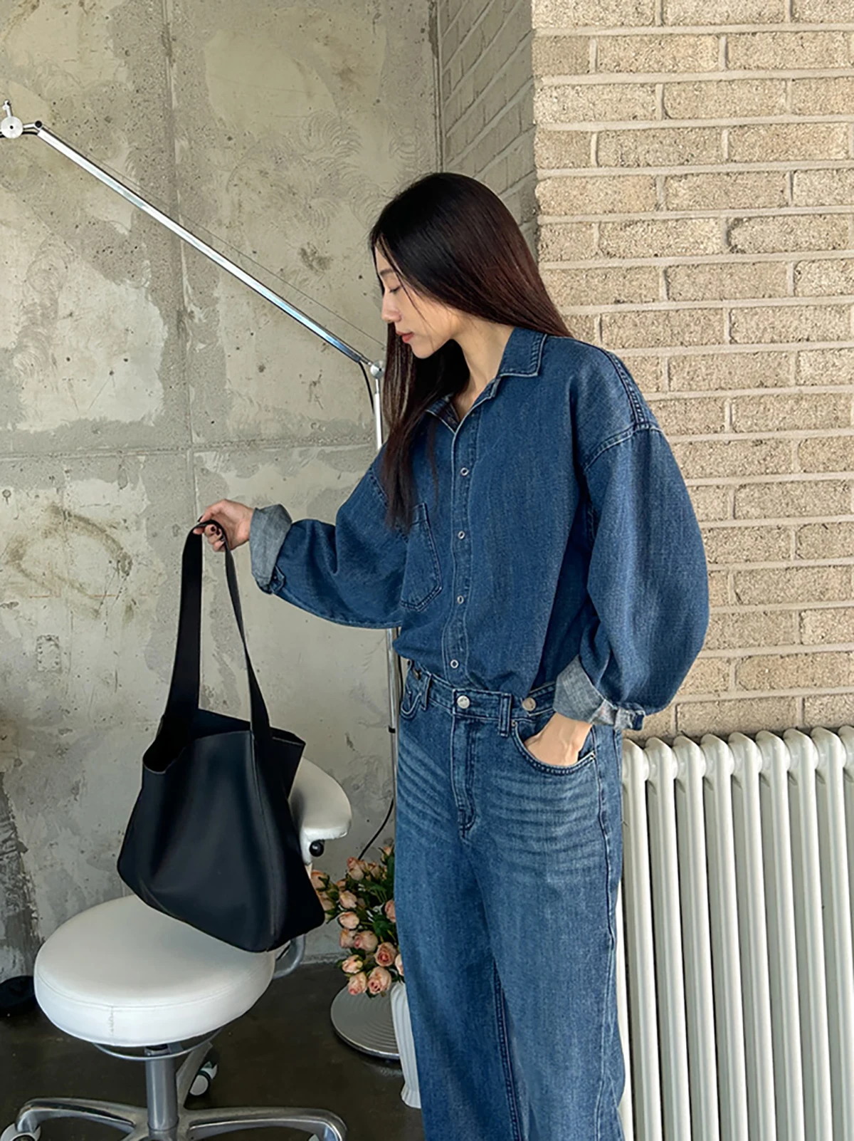 

SYLP Comfortable Sli mat Casual Basic Denim irt Long Sve Women's Top Coat irt Breathable Cotton Bubble Sve