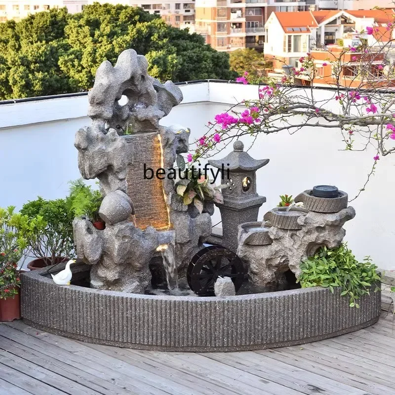 Large Artificial Mountain and Fountain Outdoor Courtyard Garden Fish Pond Landscape Interior Decoration Floor Ornaments