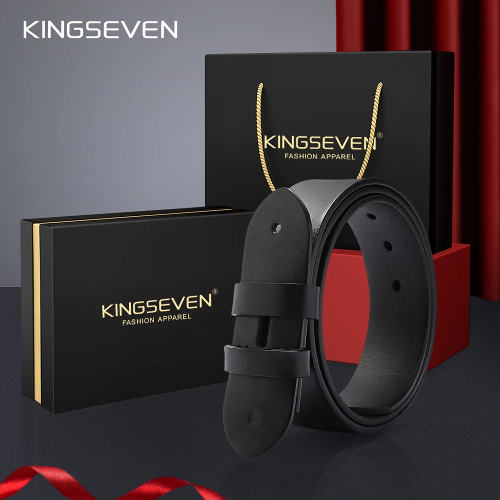 

[В подарочной упаковке] Мужской пояс KINGSEVEN — из высококачественной воловьей кожи, доступен в различных цветах