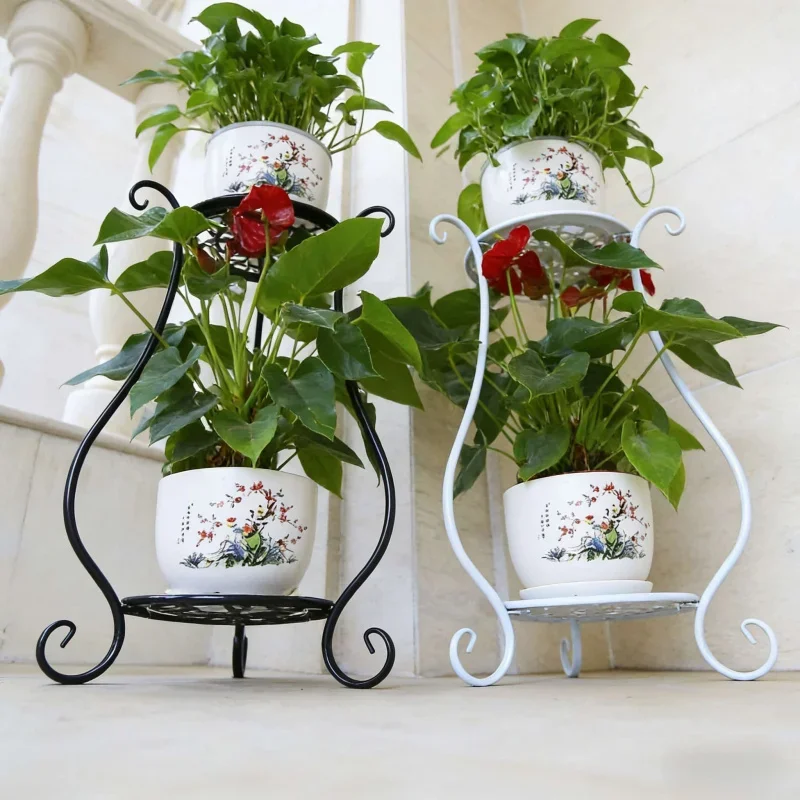 Universal Multi-layer Flower Pot Stand with Tray Floor-standing European-style Living Room Balcony Green Radish S Stand