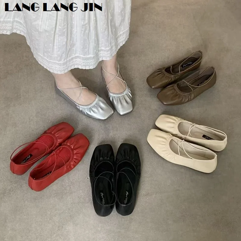 2026 Women Flats Shoes Fashion SquareToe Shallow Slip On Ladies Soft Ladies Mary Jane Ballerina Female Flats Casual Ballet Mujer