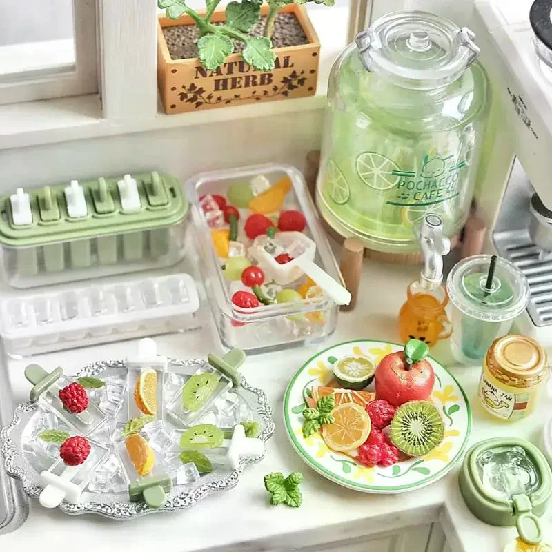 1 세트 미니 곰돌이 모양 아이스크림 몰드 만들기 시뮬레이션 1/6 인형 집 미니어처 냉장고 음식 놀이 장식 인형 액세서리 장난감