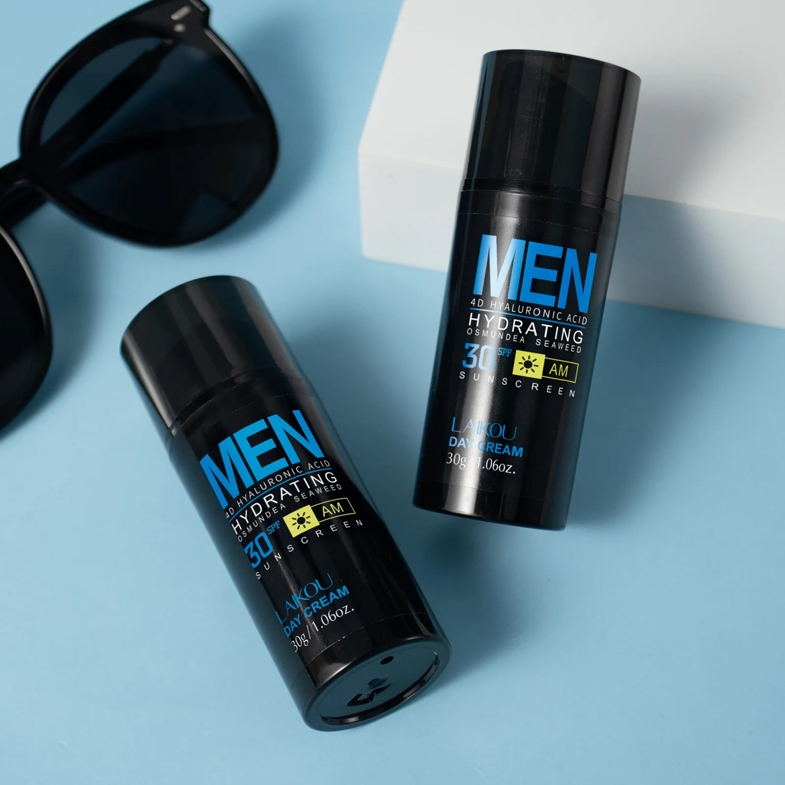 LAIKOU Men Day Cream SPF30, Non-greasy Face Moisturizer for Daily Use, Hydrating Sun Protection Anti Aging Skin Care Travel Size