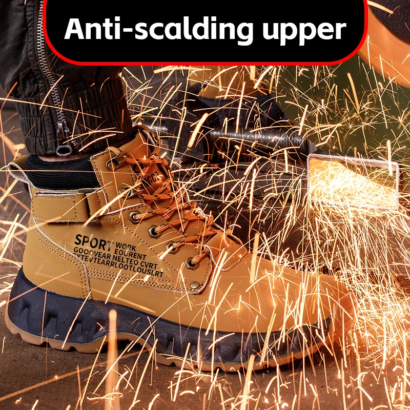 New Safety Shoes Men Boots High Top Work Sneakers Steel Toe Cap Anti-smash Puncture-Proof Work Boots Indestructible Shoes