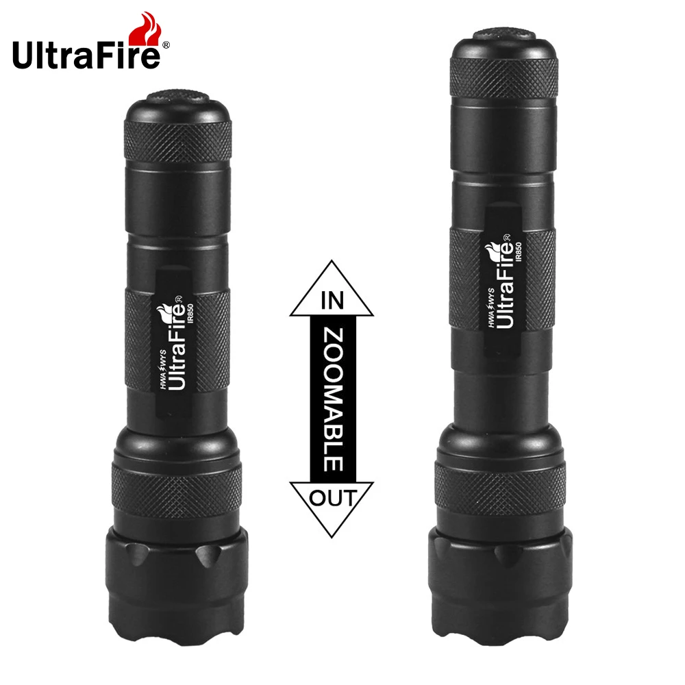 UltraFire WF-502B IR Zoomable Vision nocturne 850nm/940nm lampe de poche LED de chasse tactique rayonnement infrarouge 18650 lampe torche