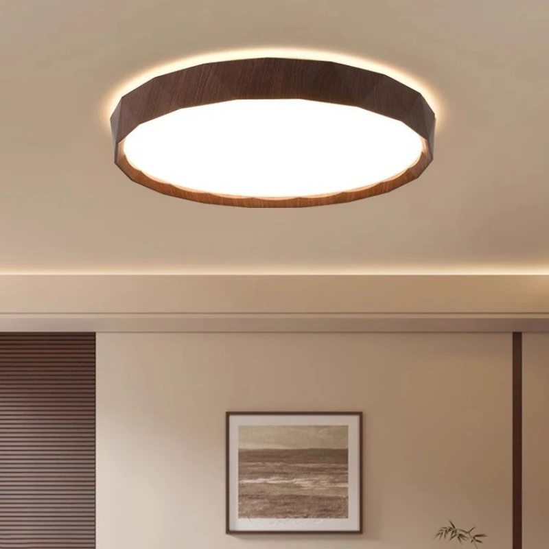 

New Chinese bedroom light simple atmosphere restaurant light zen antique style walnut pattern new high-end ceiling light