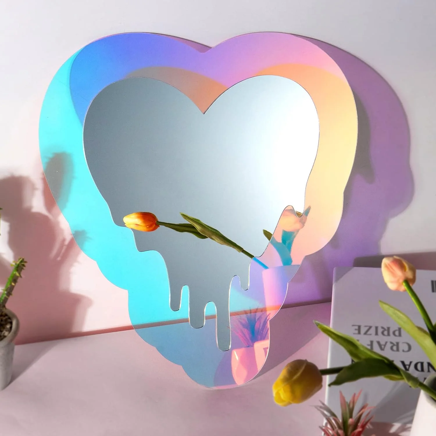 

Irregular Wall Mirror Wavy Acrylic Rainbow Mirror Room Decor Aesthetic Mirror Amorphic Vanity Retro Mirror for Bedroom Living Ro