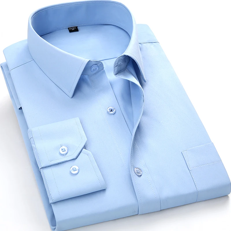 Chemise classique unie à manches longues pour hommes, coupe couvertes, boutonnée, violet, jaune, affaires, formel, fête de mariage, chemises sociales