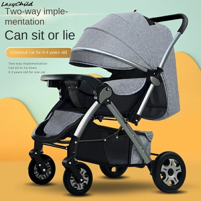 Lazychild Pram Lightweight Can Sit And Lie Down Multifunctional Children Two-way Baby One-button Foldable Baby Walker Stroller