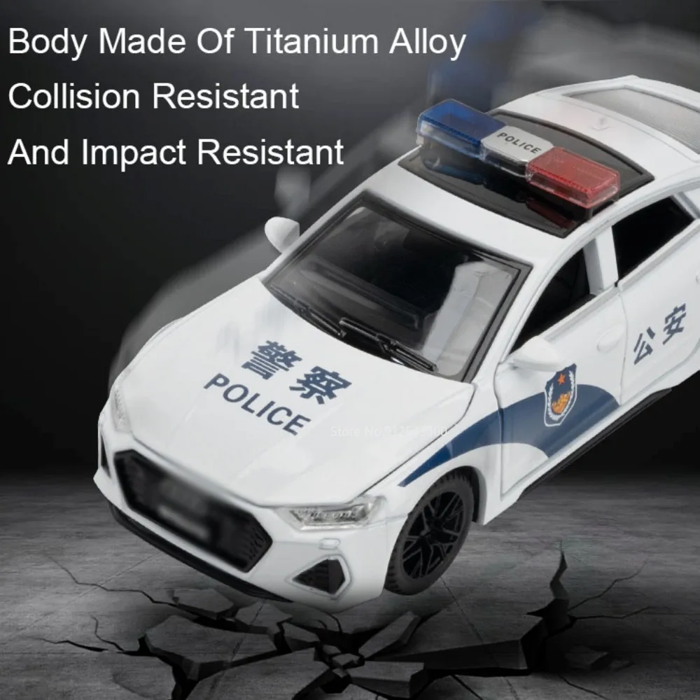 1/32 RS7 Police Car Toy Model Alloy Diecast Simulation Car Model Sound and Light Rear Wheel Pull Back Function Boy Birthday Gift