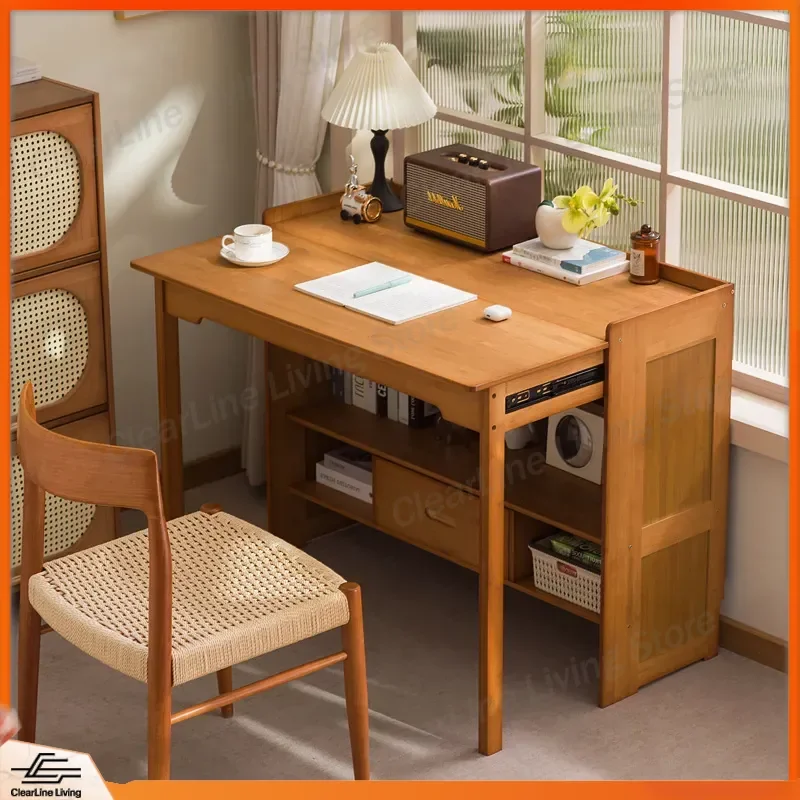 Multifunctional Folding Desk Solid Wood Computer Table Student Study Writing Table for Bedroom Small Apartment Home Office