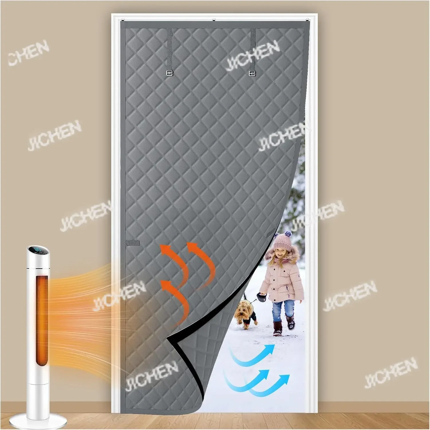 

HS Insulated door curtain suitable for door size 104 * 215 cm Oxford cloth bedroom kitchen