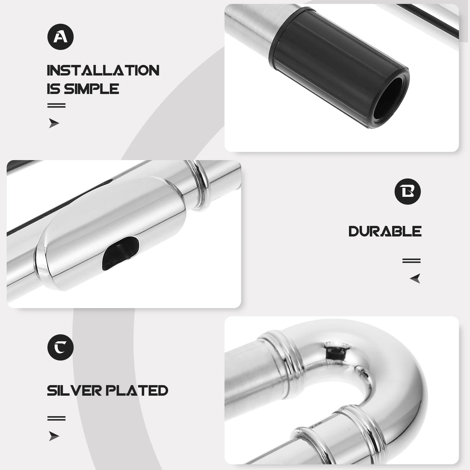 

1Pcs Flute Head Durable Practical Replacement Nickel Plated Silver Musical Instrument Accessories Metal Mouthpiece