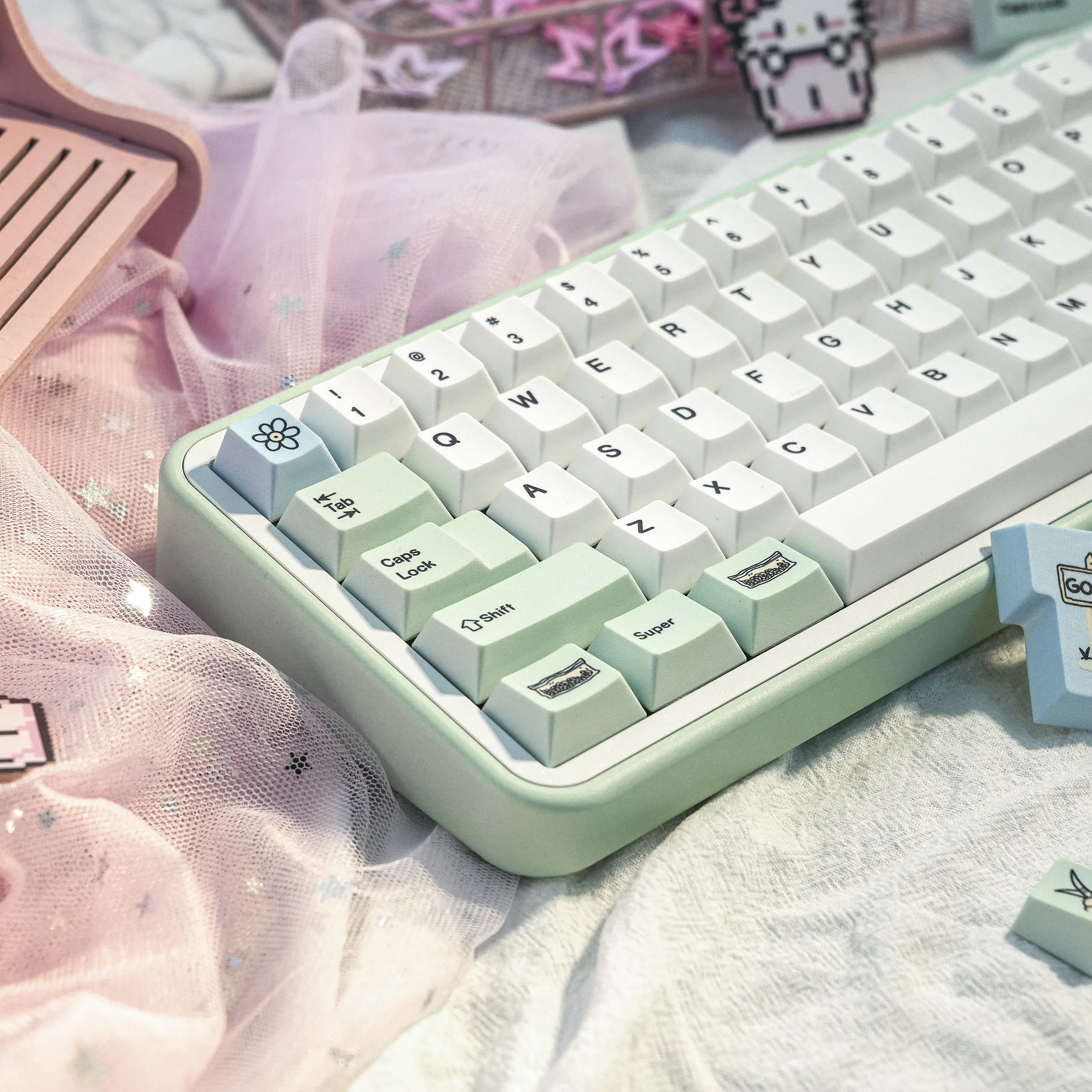White Keycaps Cherry Profile Dye-Sublimation PBT Custom Keycap Set for MX Mechanical Keyboards