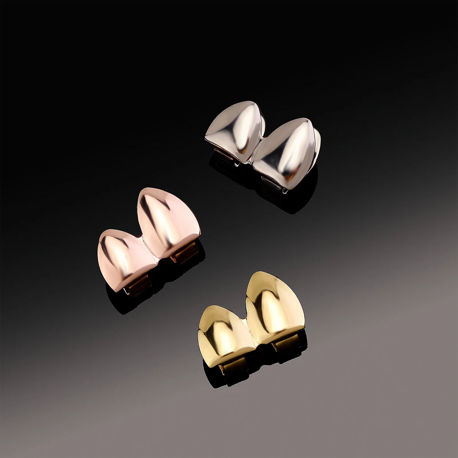 TOPGRILLZ Doppel Glänzende Zähne Grillz Gold Silber Farbe Zahn Kappen Fangs Dental Grills Für Frauen Männer Schmuck Cosplay Halloween – Detail 3