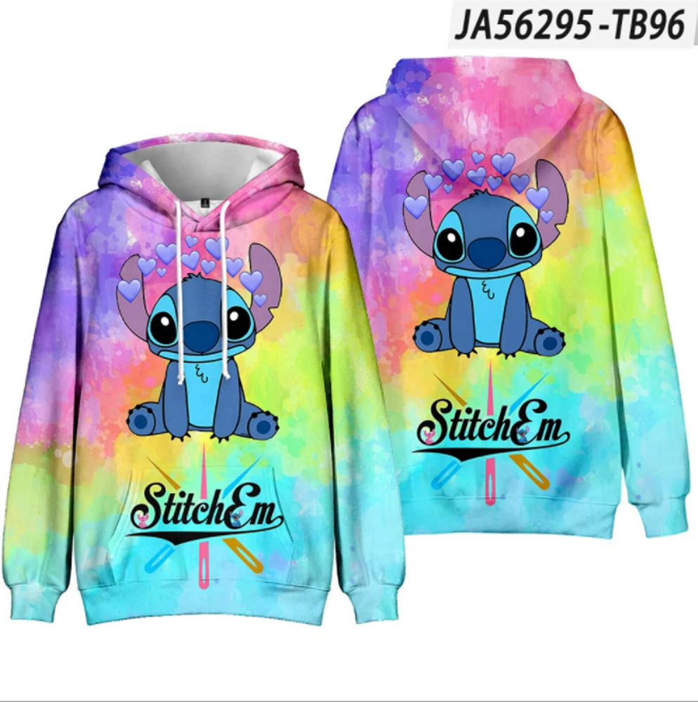 2024 New  Stitch Anime Fashion Men\'s Spring 3D Printed Kids Hoodie Women\'s Tops Street Style Casual Hoodie y2k