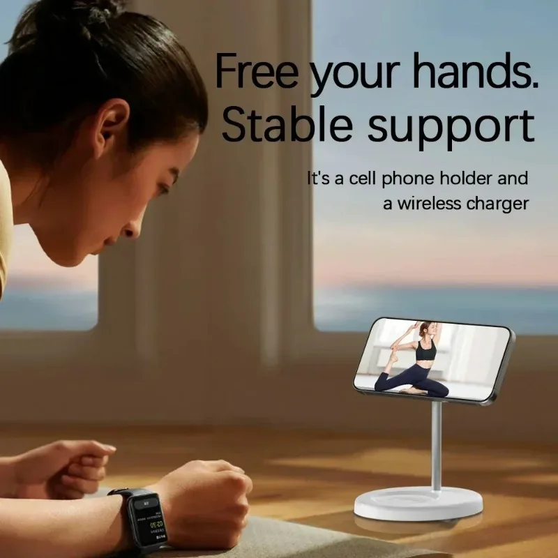 2-in-1 Magnetic Wireless Charger Stand for iPhone 17 16 15 14 13 12 AirPods 4/3 Pro for MagSafe Fast Wireless Charging Stantion view 6