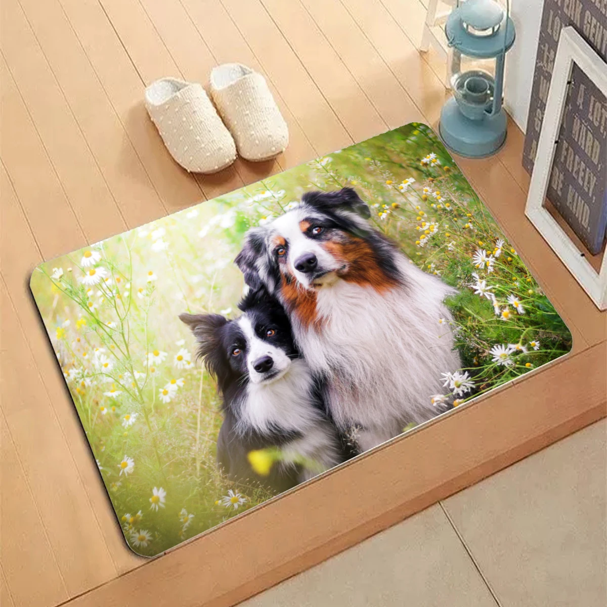 

Australian Shepherd Doormat 3D Decor Print Pet Carpet Soft Flannel Non-Slip Doormats for Bedroom Porch