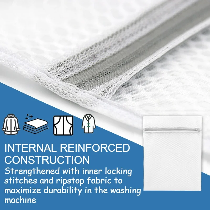 3PC White Durable Honeycomb Mesh Laundry Bags for Delicates Net Fabric Durable and Reusable Delicate Wash Bag view 4