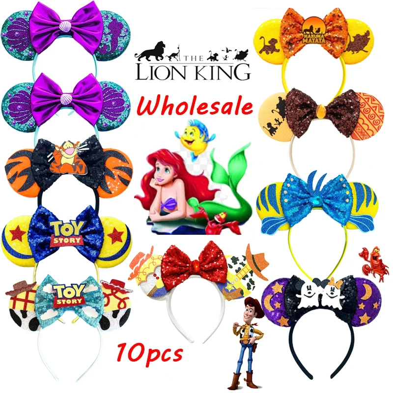 

10 шт./лот, хит продаж, повязка на голову с ушками Микки Мауса, детские аксессуары для волос с героями мультфильмов для девочек, вечерние, косплей, сделай сам, оптовая продажа
