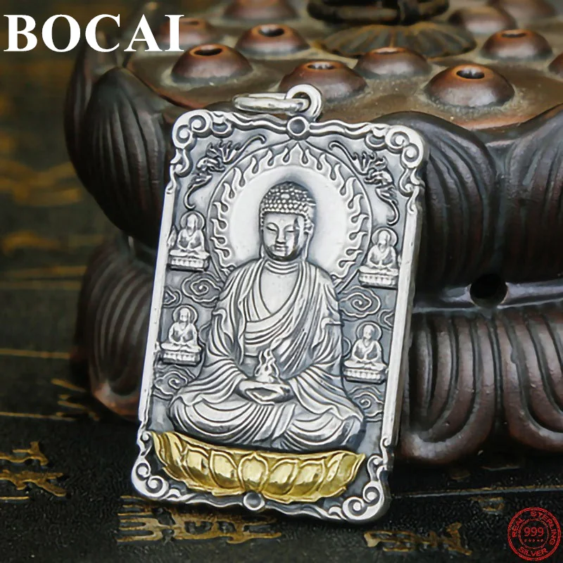 

BOCAI S999 Sterling Silver Pendants for Women Men Life Guardian Buddha Vajra Pestle Six Character Truth Amulet Free Shipping