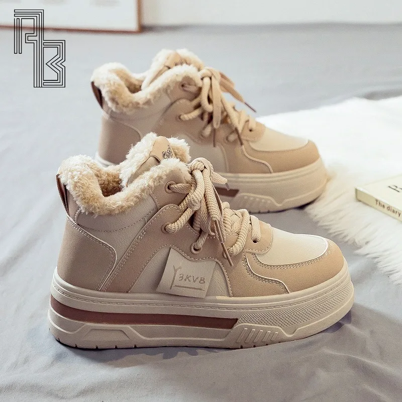 

Thickened High Top Women's Shoes with Added Fleece, Warm Snow Boots for Winter 2025, Versatile New Thick Soled Cotton Shoes