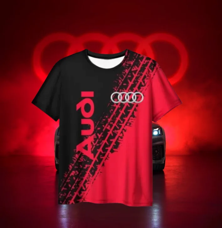 

25Новый топ для гонок и мотоциклов, дышащая, быстросохнущая, летняя мужская и женская повседневная спортивная футболка с короткими рукавами Audi