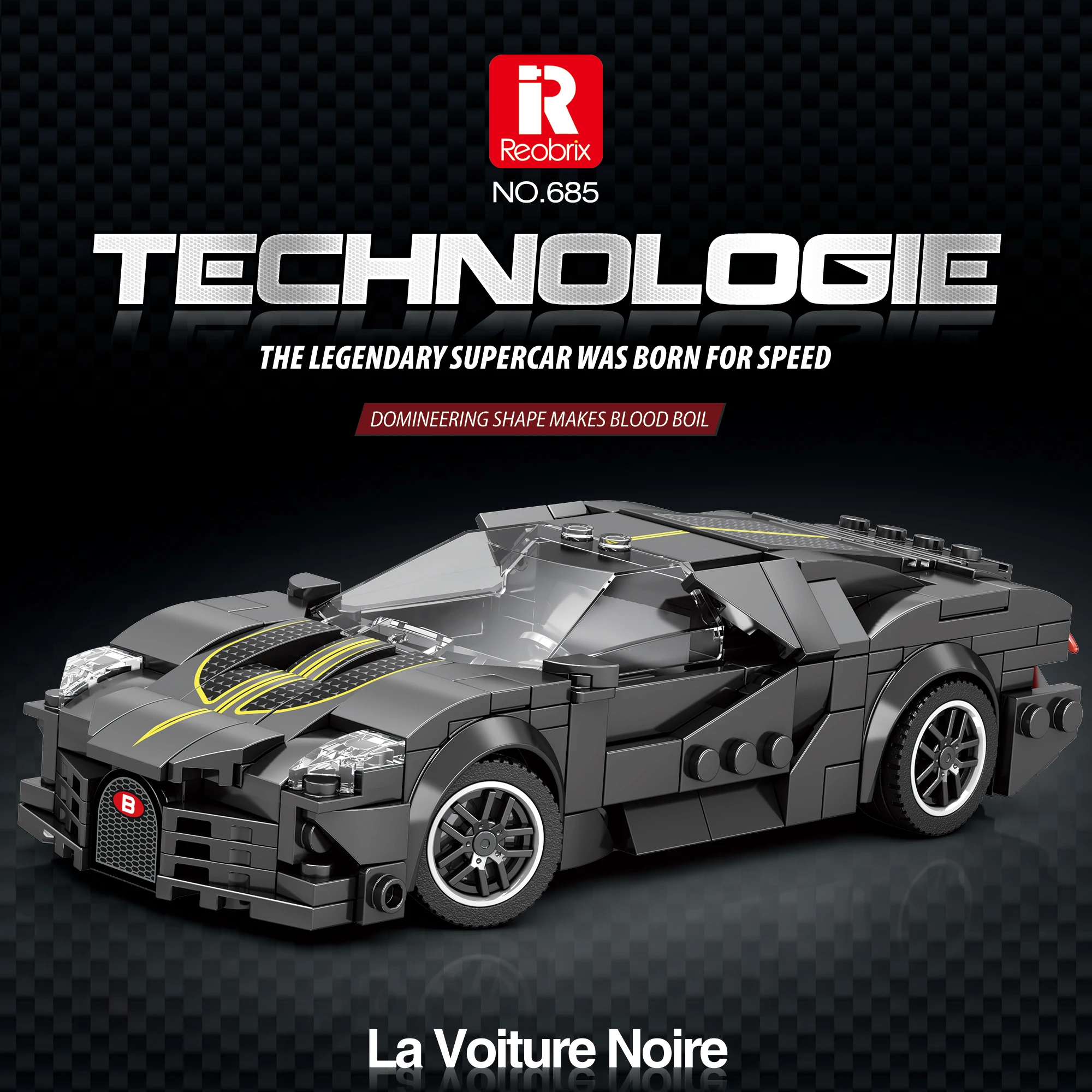 La Voiture Noire Super Sports Car Building Set - 339-Piece Luxury Racing Car Model Kit for Teens and Adults