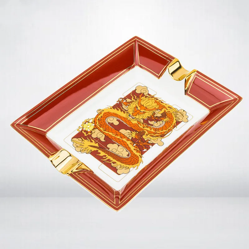 Cigar Ashtray Dragon Year Commemorative Edition Lubinski Chinese Style Double Fluted Ceramic Smoking Accessories