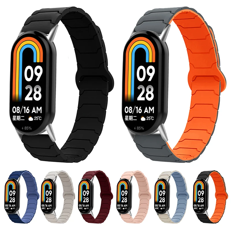 Silikonarmband für Xiaomi Mi Band 10 9 8, magnetisches Armband, Ersatzarmband für Xiaomi Mi Band 9 10, Uhrenarmbänder-Zubehör