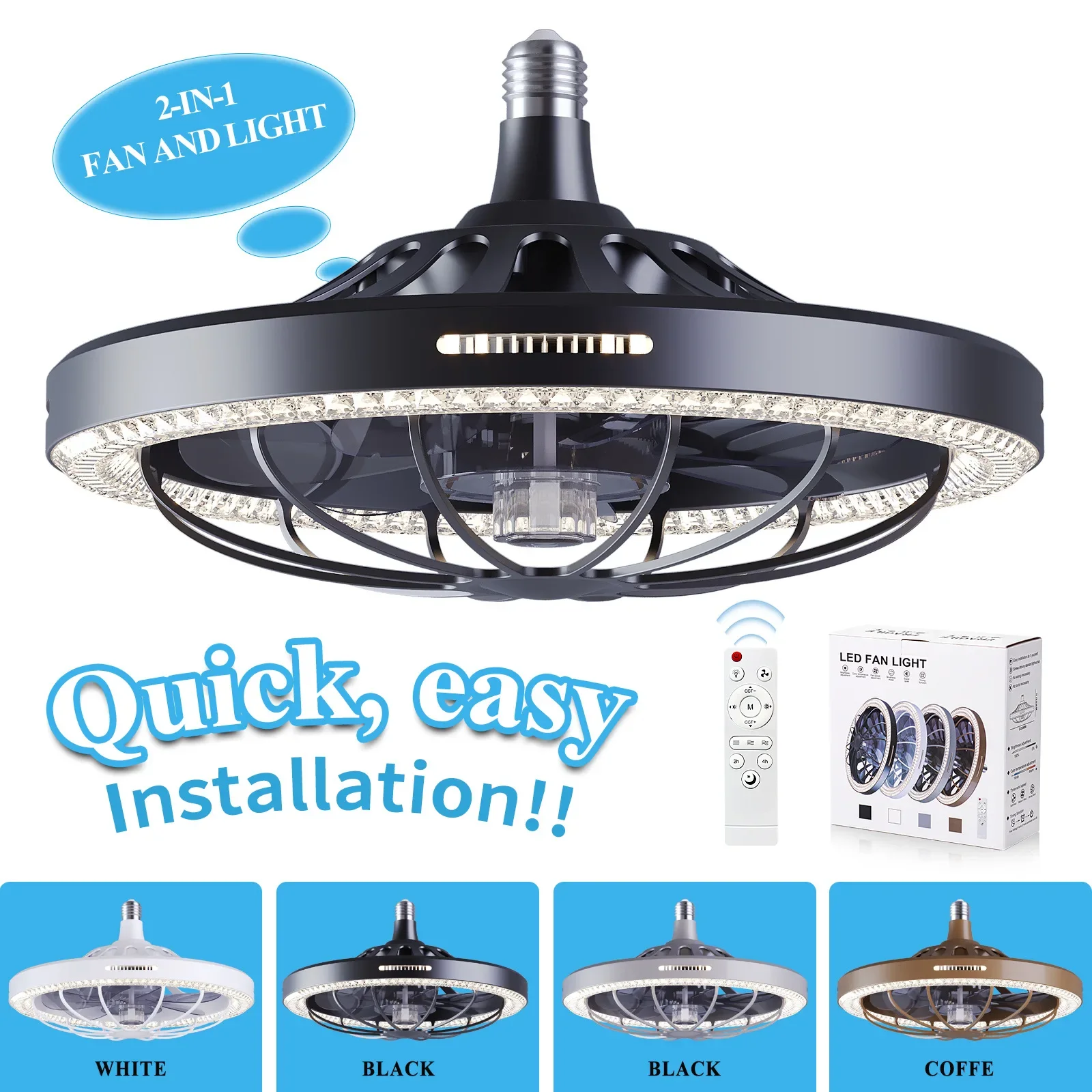 

LED Ceiling Fan Light Simple Bedroom Lighting Zhongshan Lighting Factory Cross-border Special Supply of New Fan Lights