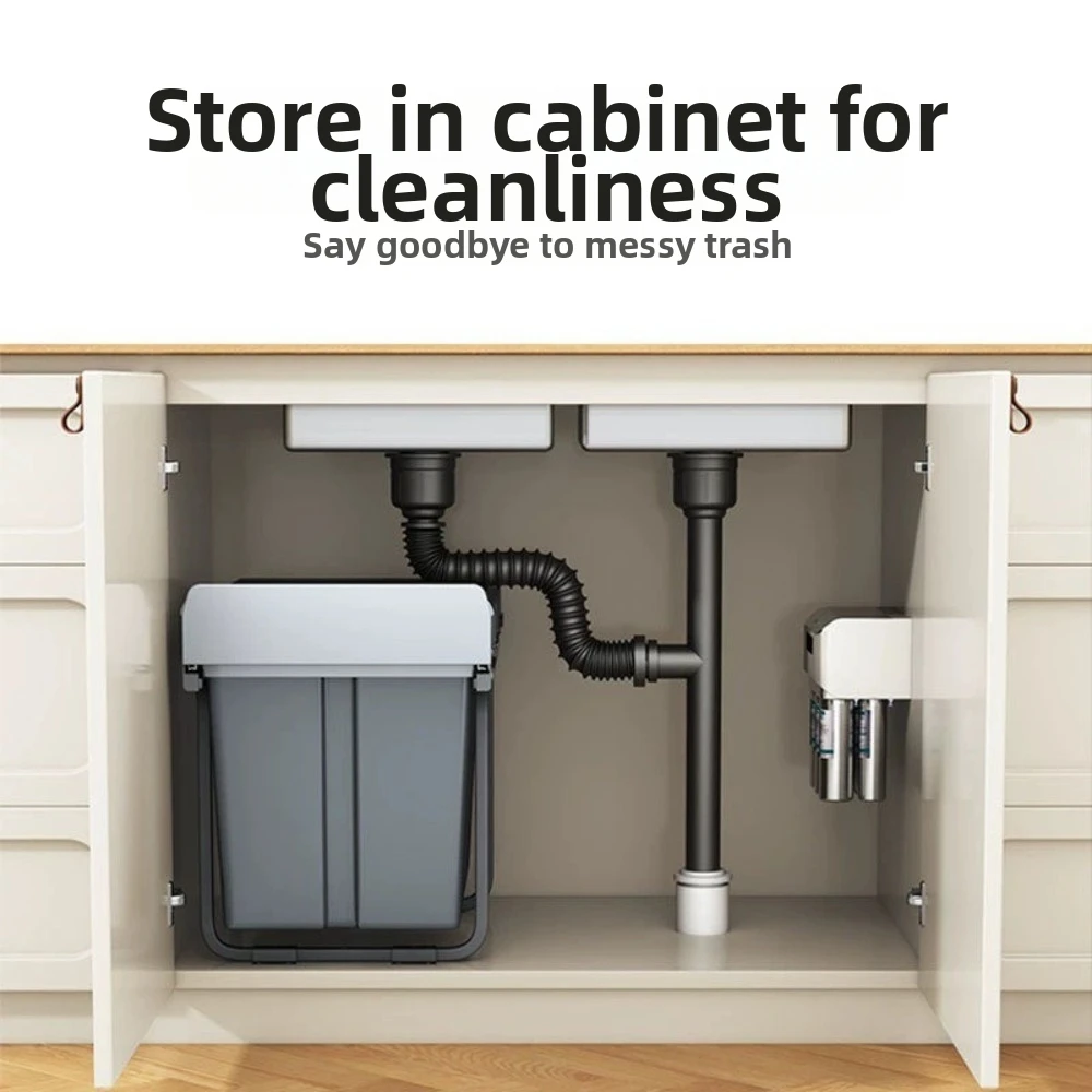 

30/40L Kitchen Embedded Trash Bin Large Capacity Pull-Out Tray Under Sink Trash Can With Lid Drawer-Type Trash Can Space Saving
