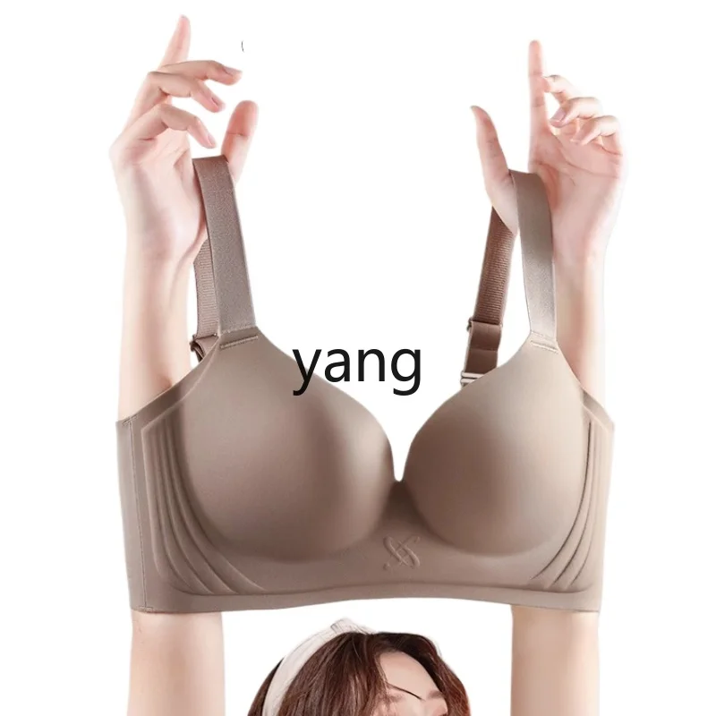 

yjq no steel rim underwear women's big breasts show small full cup thin collection breast anti-expansion bra thin
