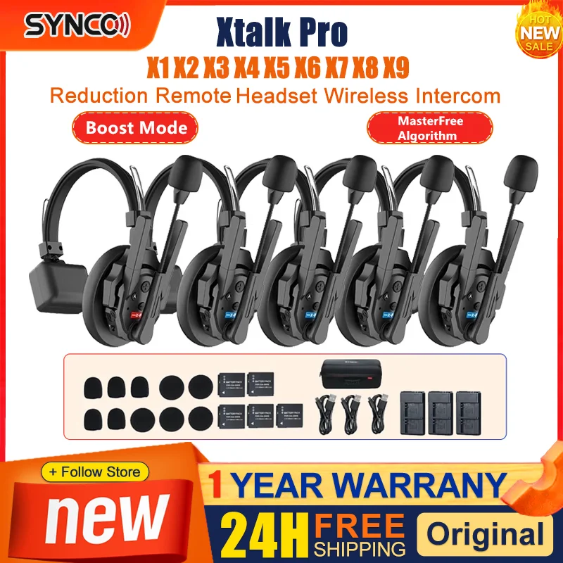 SYNCO Xtalk Pro Wireless Intercom System X5 X4 X3 X2 Headset Full-Duplex Single-Ear Remote for Film Television Shooting Team