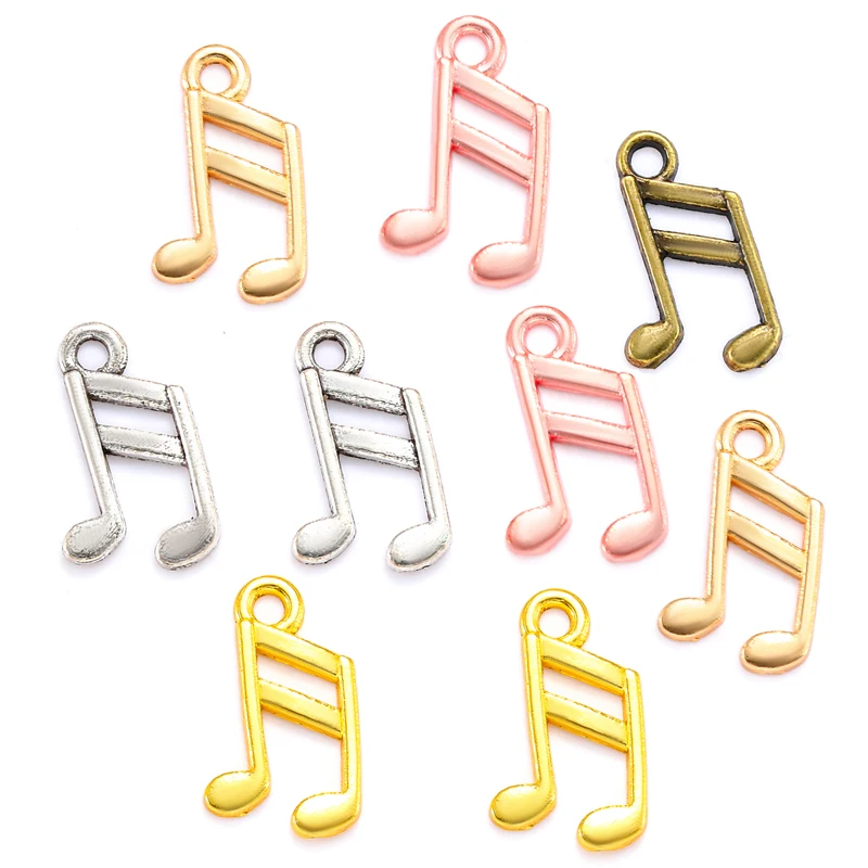 60pcs 5 Color musical note Charm For Bracelets Necklace Pendant Keychain DIY Handmade Jewelry Making accessories 16*9mm P206