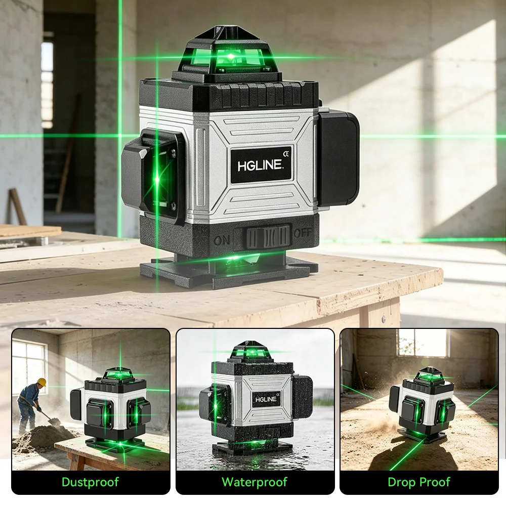 HGLINE Professionelle 16-Linien-Laser-Nivelliergerät mit APP-Fernbedienung, selbstnivellierend, 360° ° Horizontale und vertikale Laserwaage – Detail 11