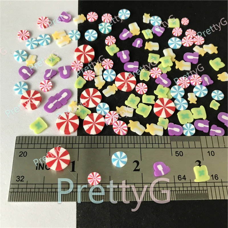 PrettyG 1 scatola mix di caramelle fette forniture argilla morbida polimerica decorazione fai da te per resina Nail Art Slime Cake Dessert MS08