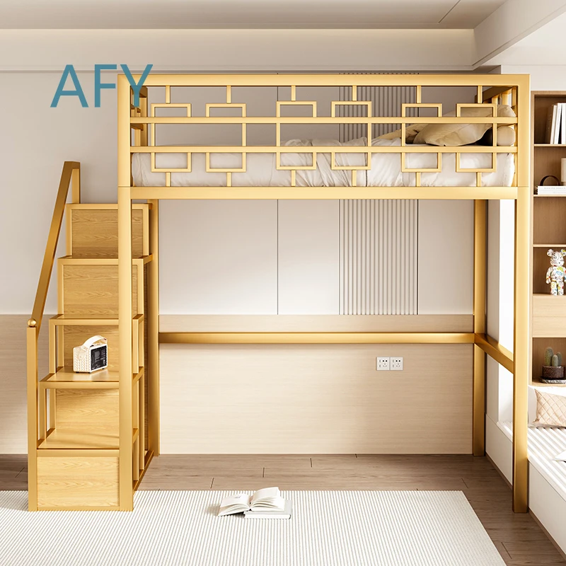 Loft Bed for Children Small Space Saving Elevated Twin Size Bunk Bed with Underbed Storage Desk Combo Second Floor Sleeping