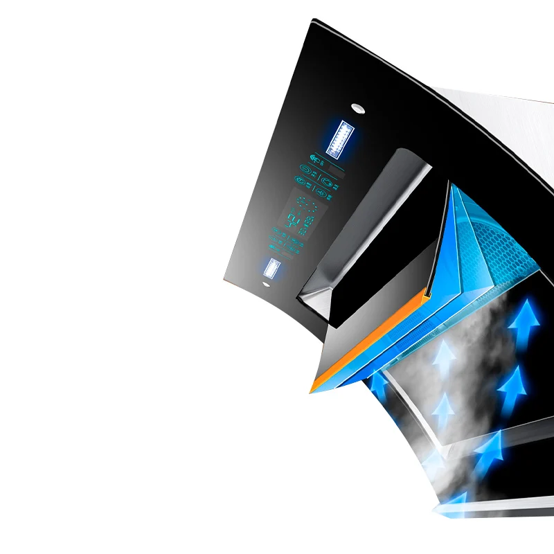 شفاط المطبخ الذكي ذو 3 سرعات 2025 - عادم مدخنة المطبخ سهل التنظيف مقاس 900 مم مع استخلاص الدخان المتقدم