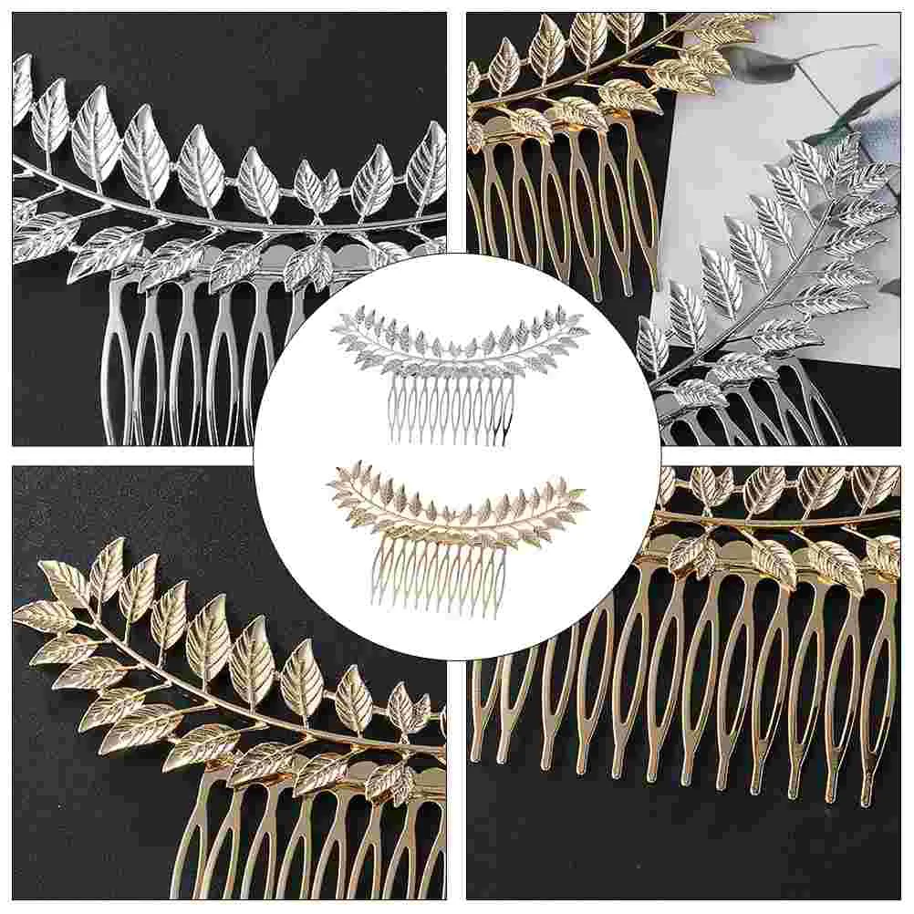 2 Pcs Hair Accessories for Girls Hollow Out Leaf Comb Claw Clips Leaves Side Clamps Stitching Modeling Hairpin