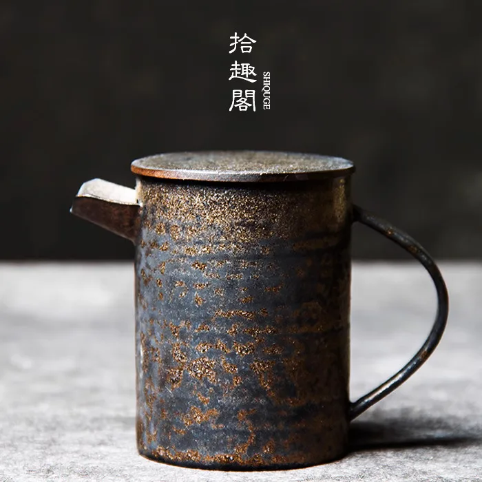 

Japanese Handmade Coarse Pottery Small Teapot, Single Pot Antique Pu Erh Tea Ware, Ceramic Household Filter Maker, Kung Fu