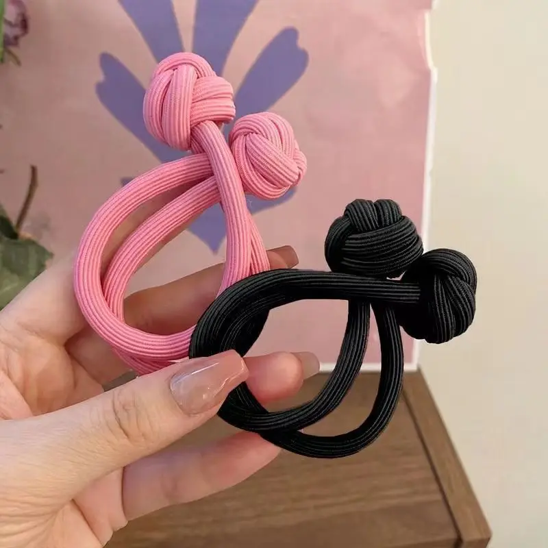4pcs Knotted Hair Tie High Elasticity Hair Rope Bands Solid Color Hair Ring Durable Ponytail Holder Hair Accessories For Women