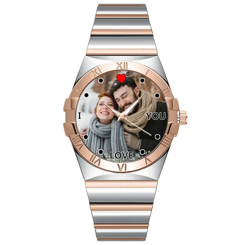 Relógio criativo feminino com foto personalizada, imprime suas próprias fotos no rosto do relógio, relógio de personalidade diy com imagem, presente para meninas