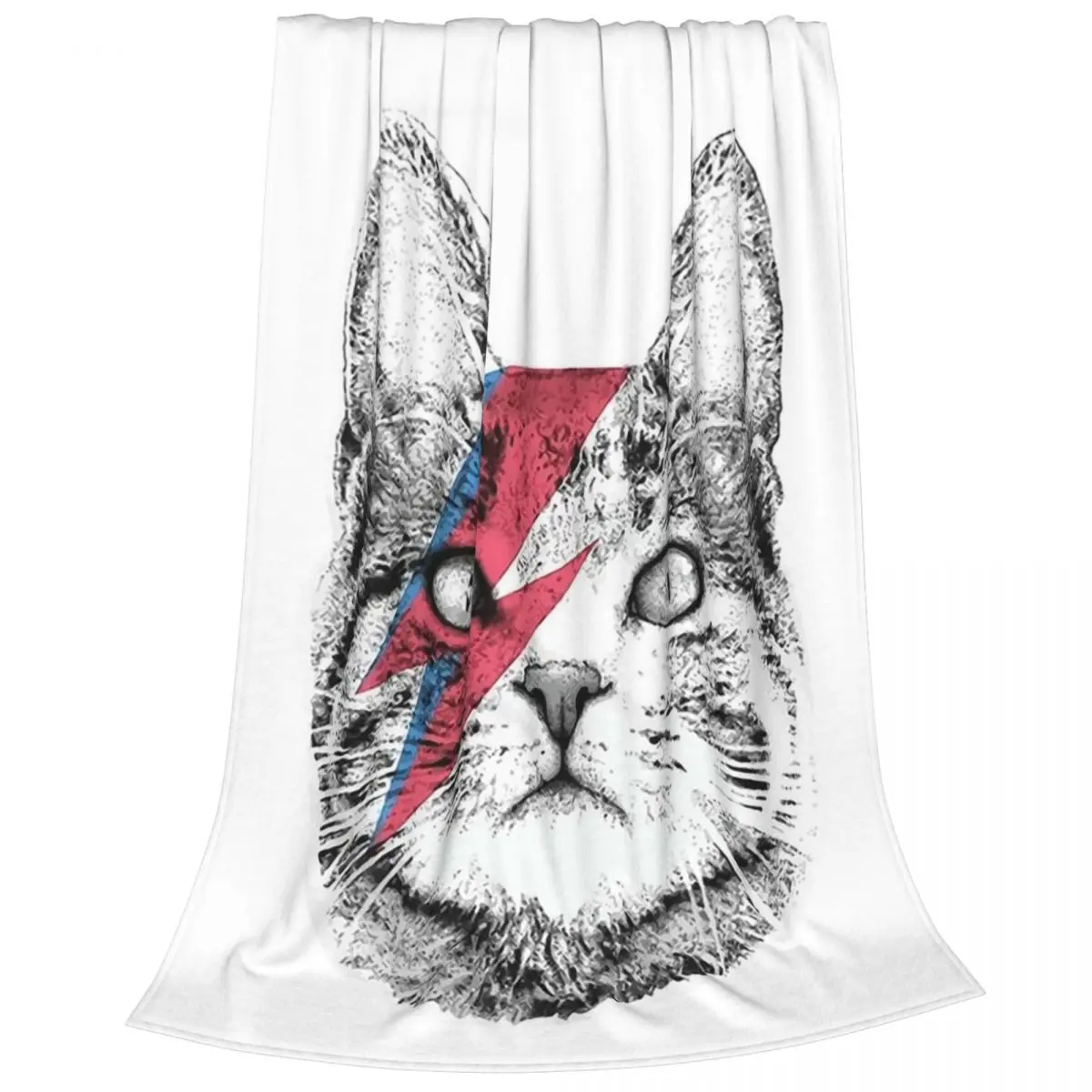 Ziggy Stardust Cat , David Bowie, Wo Blankets Flannel Warm Sofa Throw Blankets For Couch Bedding Office Throws Bedspread Quilt