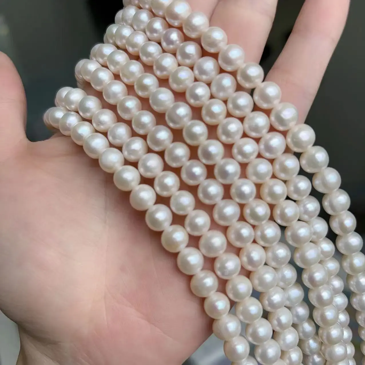 

Natural Pearl AAAA7-8mm Japanese Round White Pearl Necklace 925s "20inch