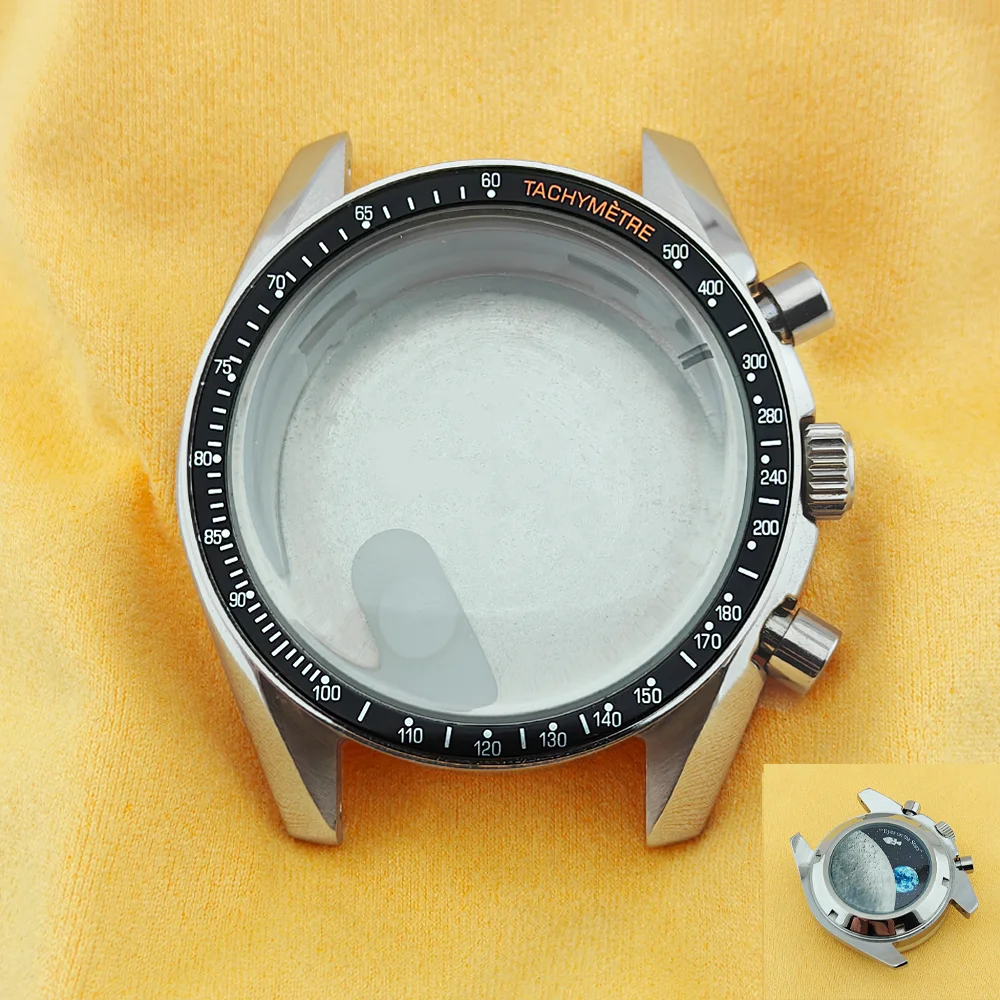 VK63 Case Moon Case Watch 39.7MM Metal Case Moon Pattern Back VK63 Chronograph Case Fits For Speed Master VK63 Case VK64 Case image 2