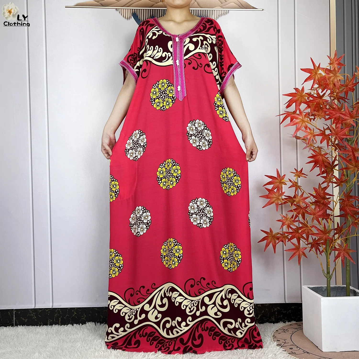 New Summer Dubai Fashion Short Sleeve Dress African Dashiki Solid Cotton Loose Caftan Lady Casual Maxi Islam Traditional Abaya