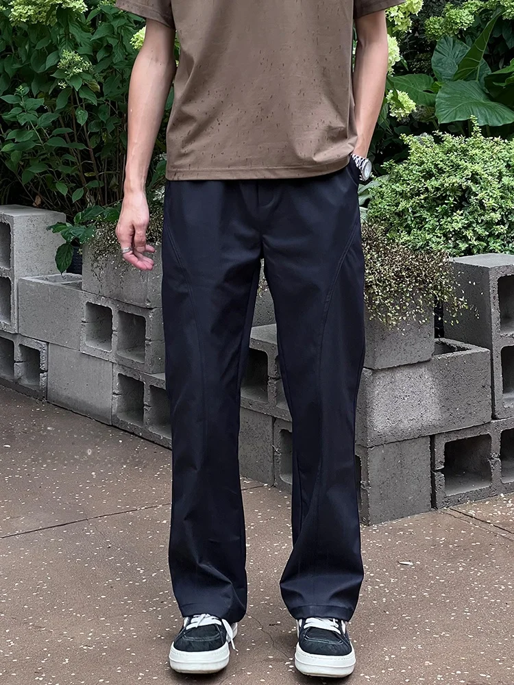 

Entong Men's Bla Slim Fit Casual Pants Loose Sle Summer Faion Trousers Straight Leg mid Waist Polyester Fiber Anti-Wrinkle