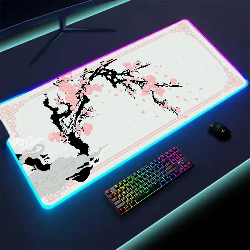 

Японский вишневый цвет, большой коврик для мыши RGB, игровые коврики для мыши HD, коврики для мыши XXL, нескользящие резиновые коврики для офиса, ПК, ноутбука
