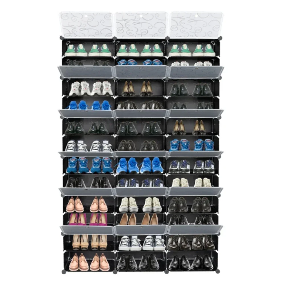 

12-Tier Portable 72 Pair Shoe Rack Organizer 36 Grids Tower Shelf Storage Cabinet Stand Expandable for Heels Boots Slippers B